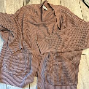 Dusty Rose Chunky Knit Cardigan
